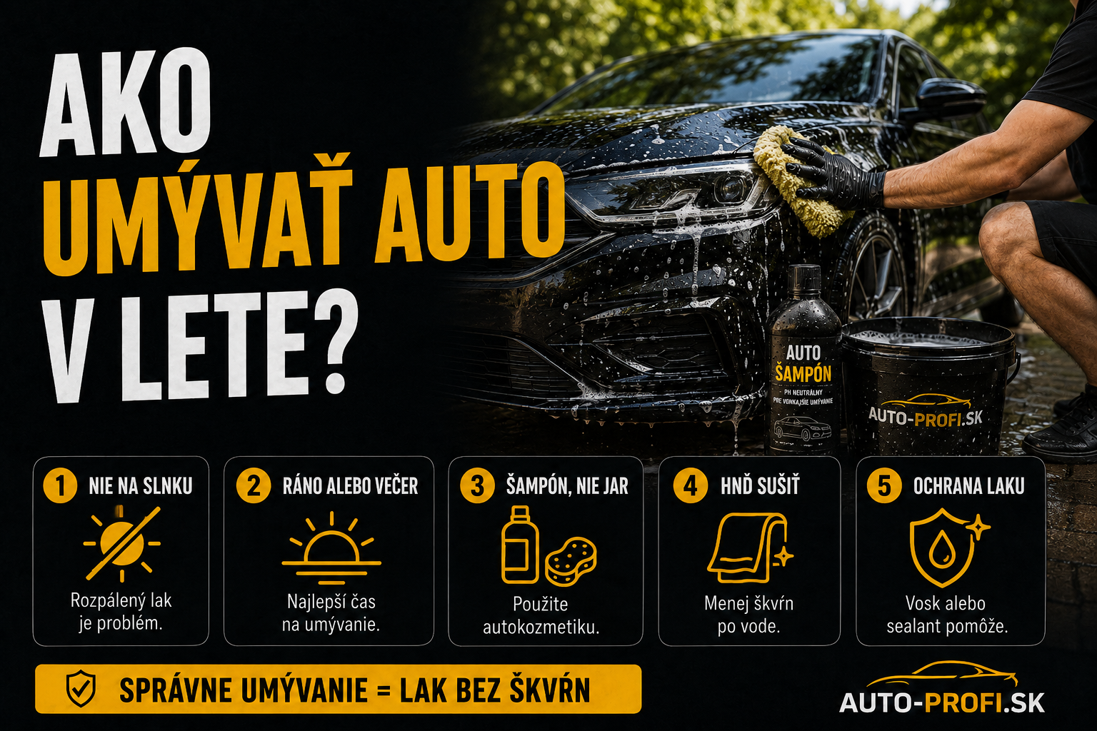 Ako správne umývať auto v lete 2026: čo nikdy nerobiť pri horúčave