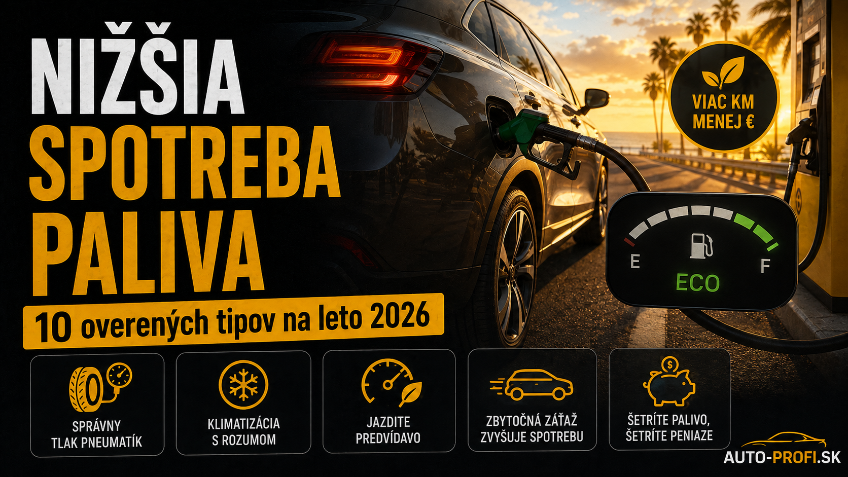Ako znížiť spotrebu paliva v lete 2026: 10 overených tipov