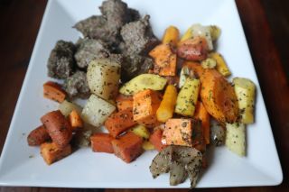 Beef Tips and Honey Roasted Veggies 