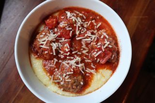 Cheesy Meatballs with Polenta 