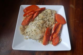 Roast Chicken with Carrots and Millet 