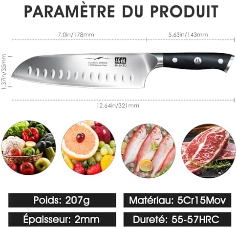Vue 2 de Shan Zu Couteau Santoku