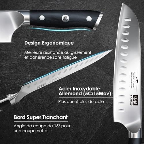 Vue 3 de Shan Zu Couteau Santoku