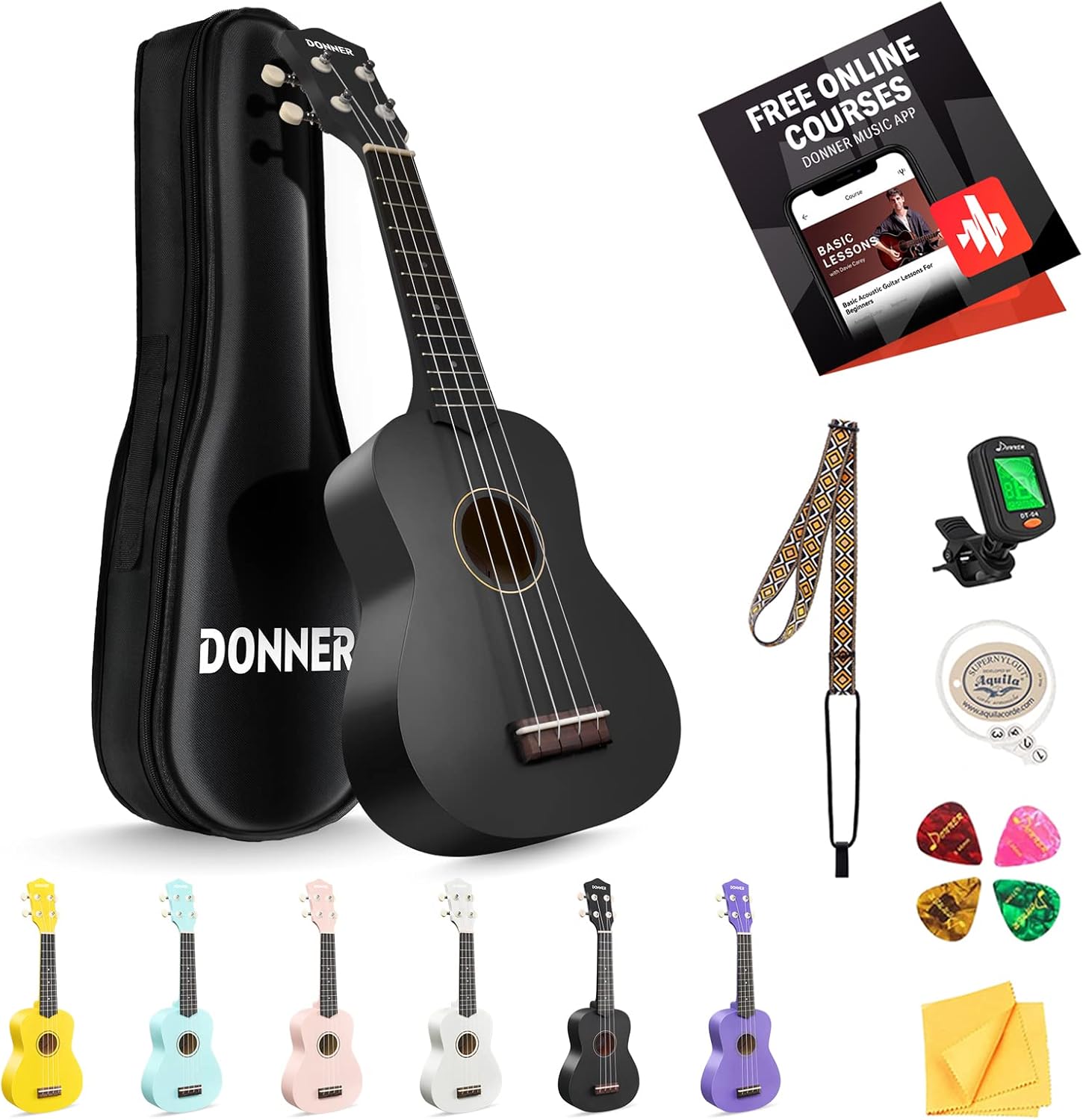 Donner Ukulele Soprano Noir
