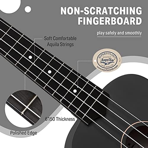 Vue 3 de Donner Ukulele Soprano Noir