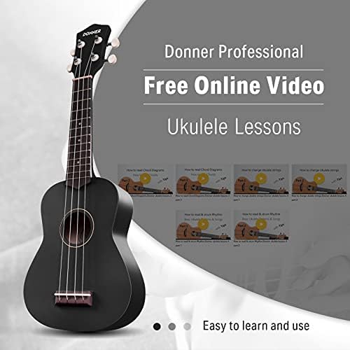 Vue 4 de Donner Ukulele Soprano Noir