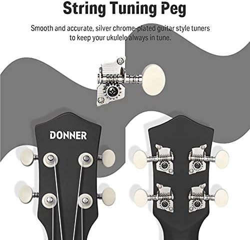Vue 5 de Donner Ukulele Soprano Noir