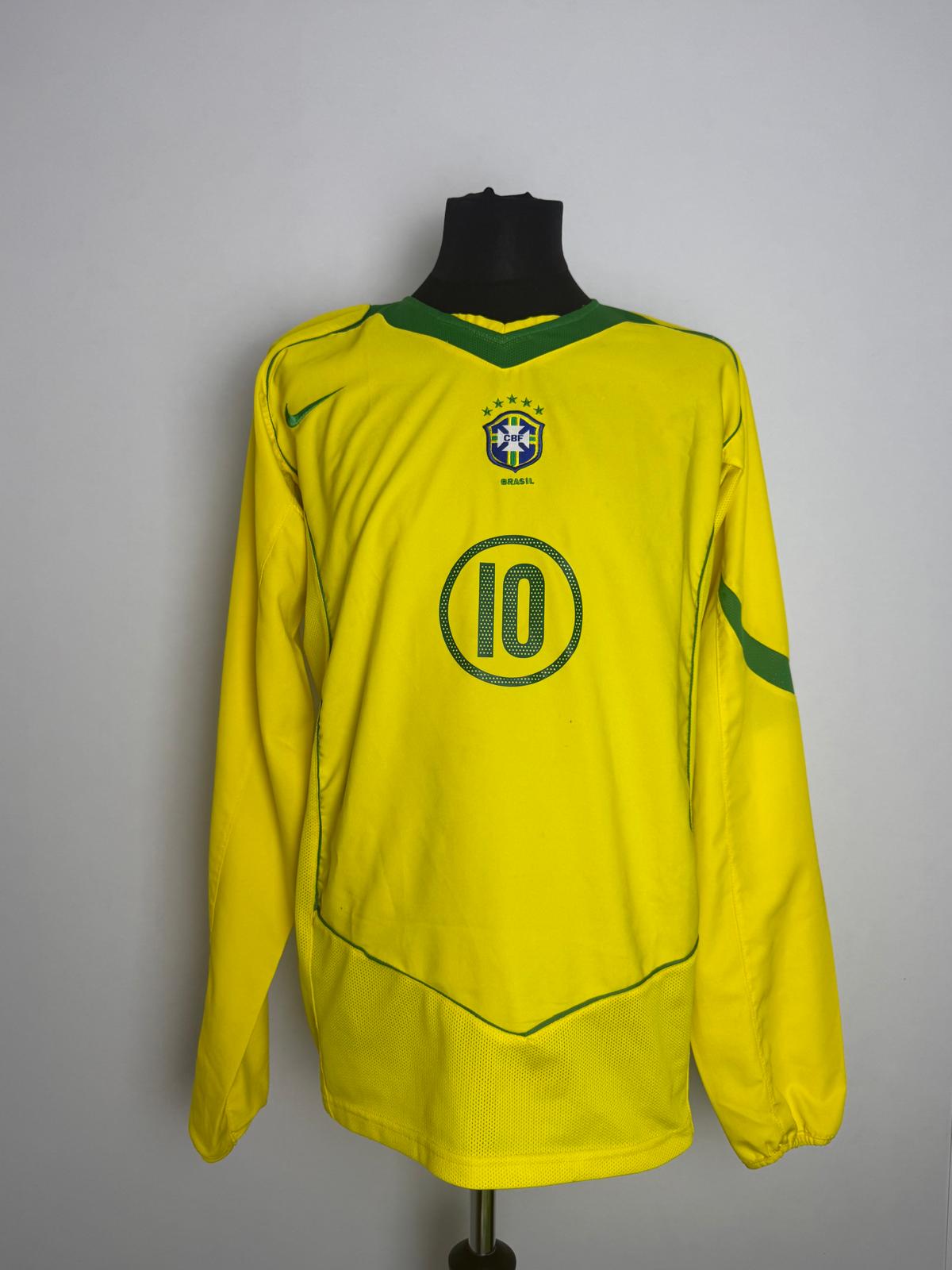 Brazil 2004 Home Longsleeve Shirt Ronaldinho — Vintage Original, Size XL