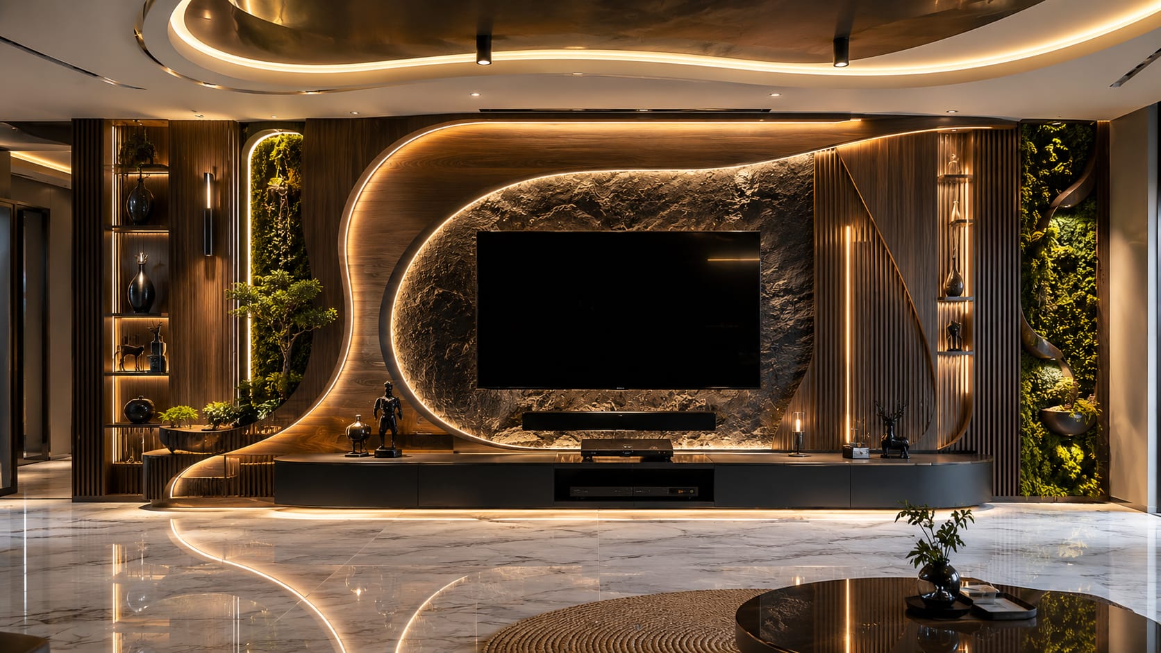 9 Wood, Stone and Sculptural TV Wall Ideas for a Warmer Living Room (2026) 9 Wood, Stone and Sculptural TV Wall Ideas for a Warmer Living Room (2026)