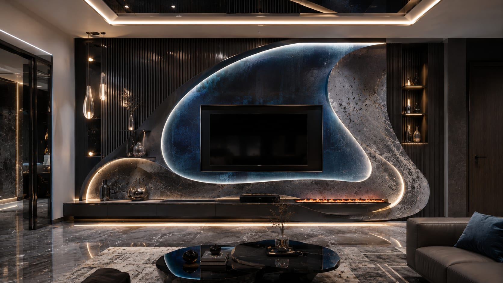 8 Wood, Marble and Stone TV Wall Ideas