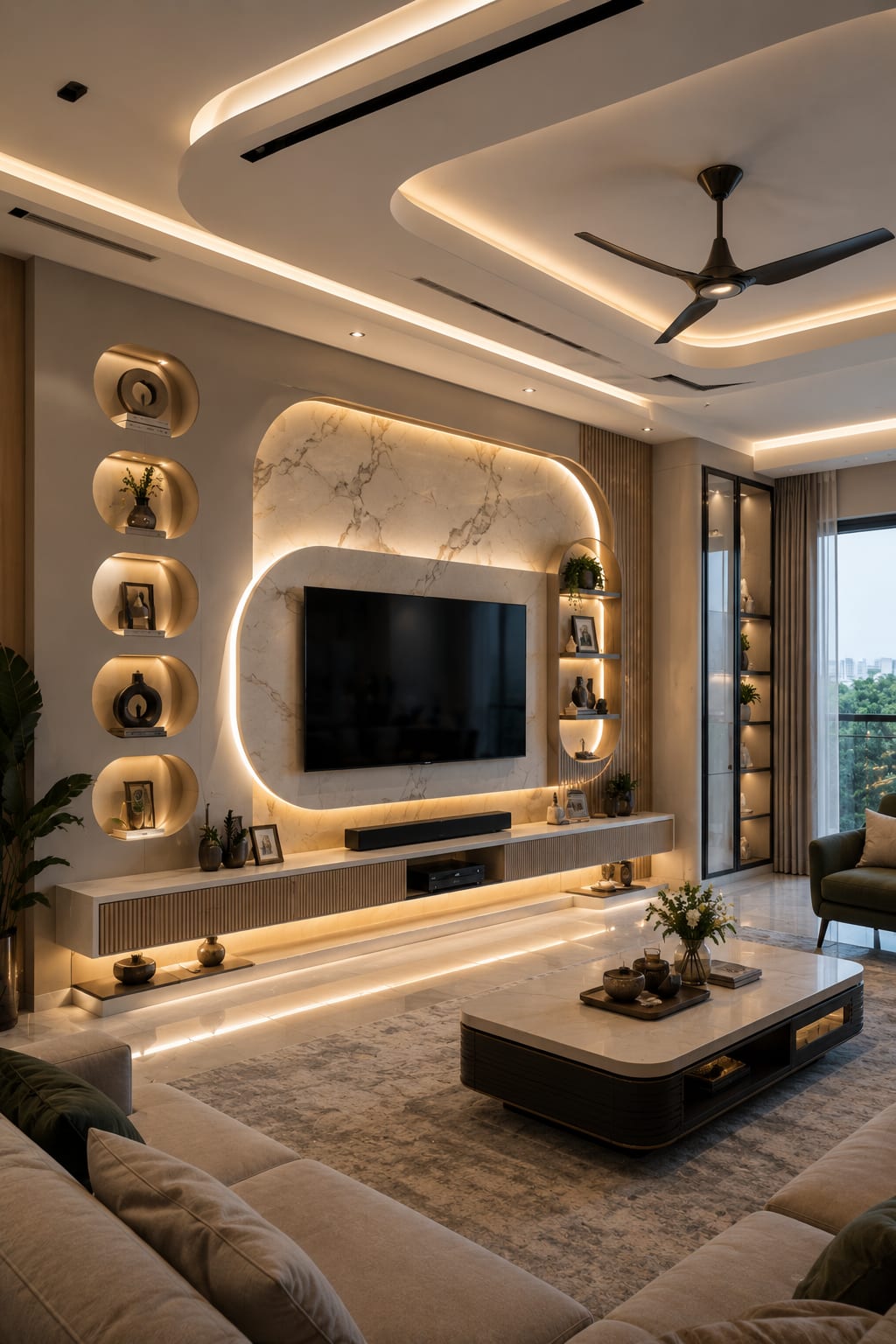 3 Curved Living Room TV Wall Ideas 3 Curved Living Room TV Wall Ideas