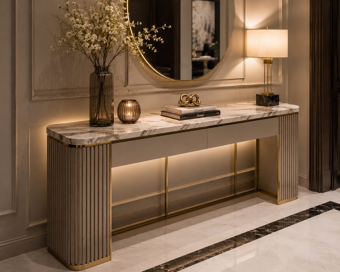 12 Stone and Sculptural Console Table Ideas 12 Stone and Sculptural Console Table Ideas