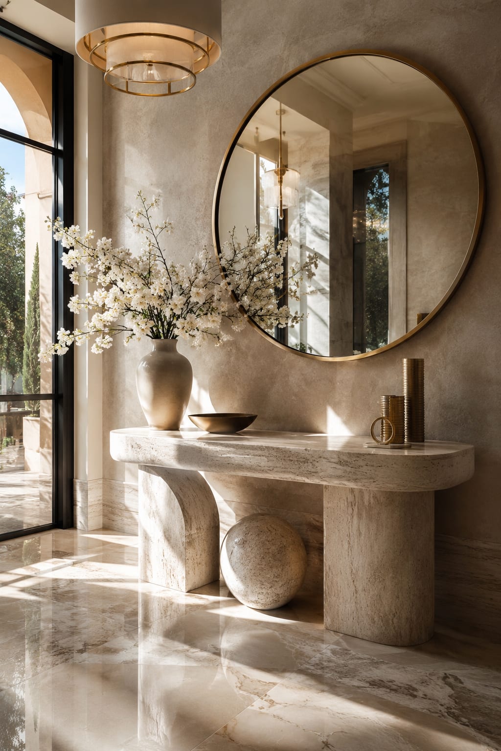 12 Stone and Sculptural Console Table Ideas 12 Stone and Sculptural Console Table Ideas