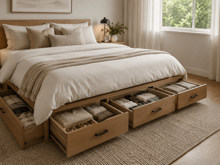 Storage Bed with Built-In Drawers