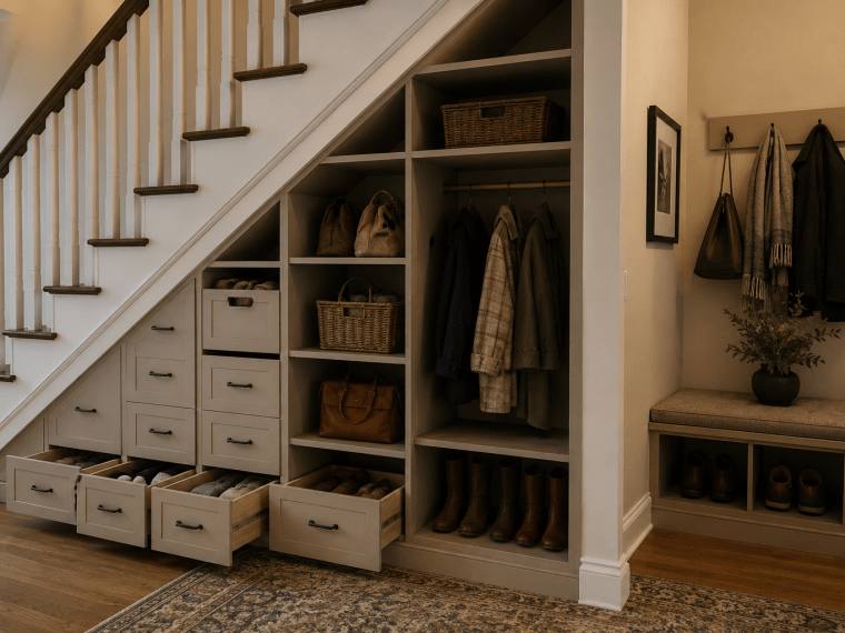 Under-Stair Mudroom and Entry Storage