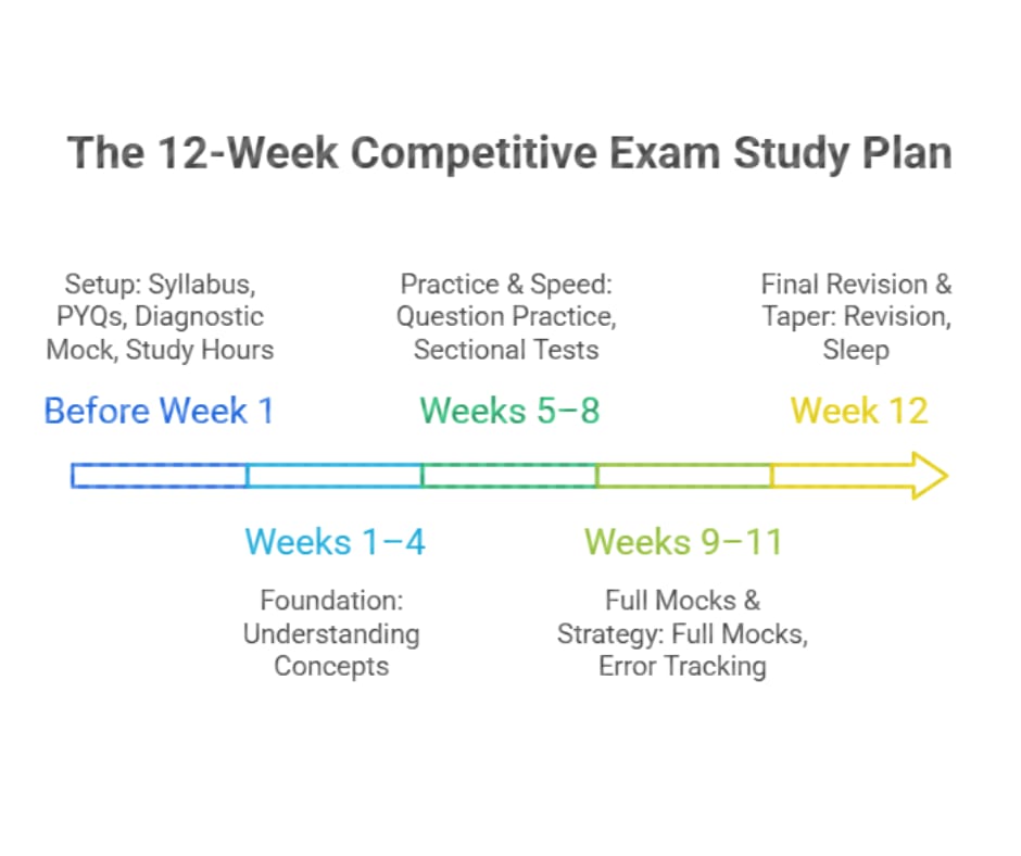 12-Week Competitive Exam Study Plan