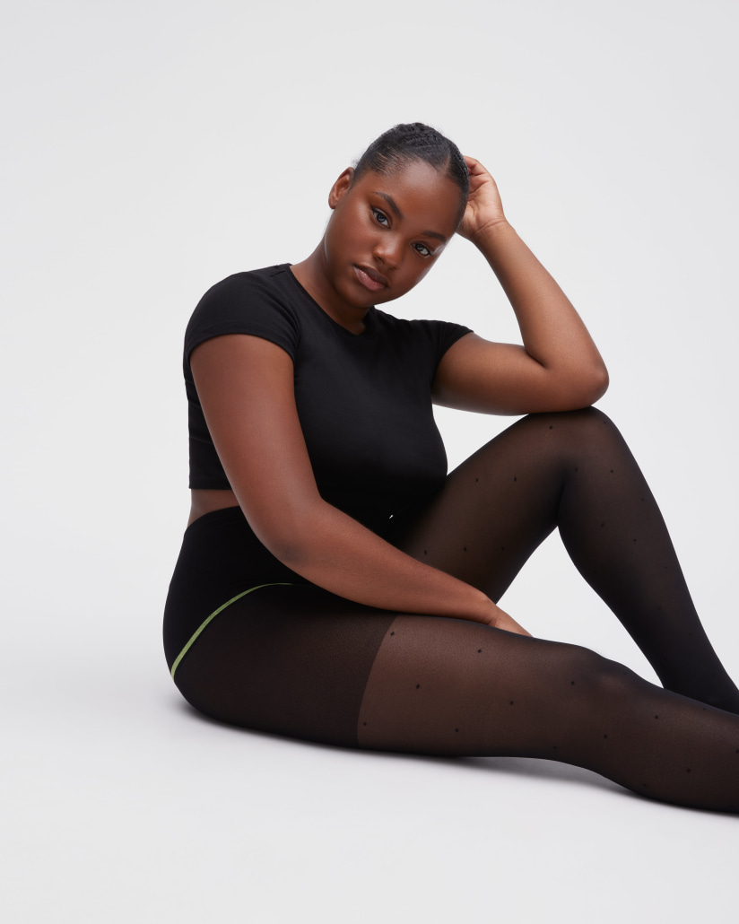 Mini Dot Control Top Super Sheer Rip-Resist Tights