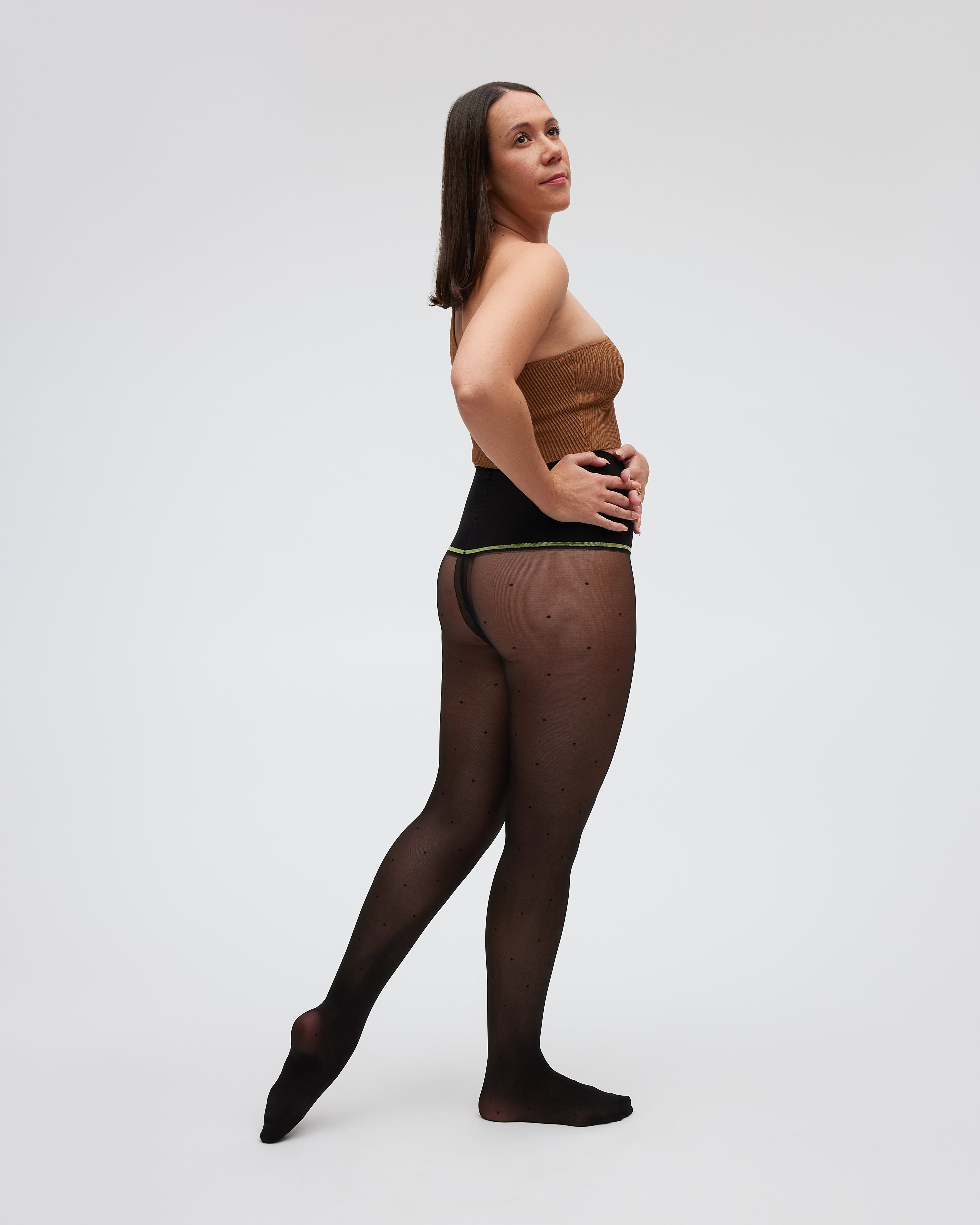 null, Mini Dot Super Sheer Rip-Resist Tights, micro-dot-super-sheer-rip-resist-tights, sheertex, product image, unbreakable tights, model