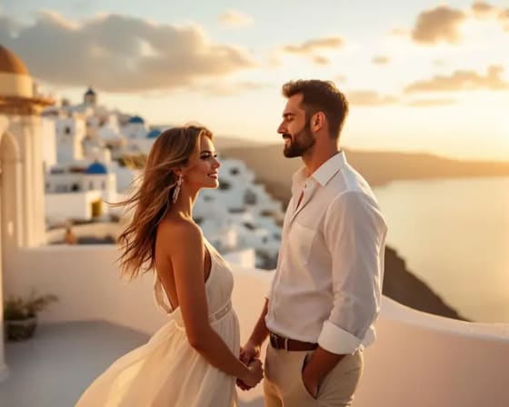 Luna de miere in Santorini — apusuri splendide si romantism