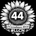 Caden #44 LLCN logo — sunflower with 1 Corinthians 10:31