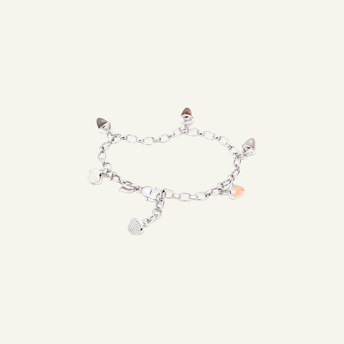 Tamara Comolli Mikado Charm Armband in 'Cashmere' mit Diamant Pavé, Referenz B-MC-Ch-Cas-p-wg