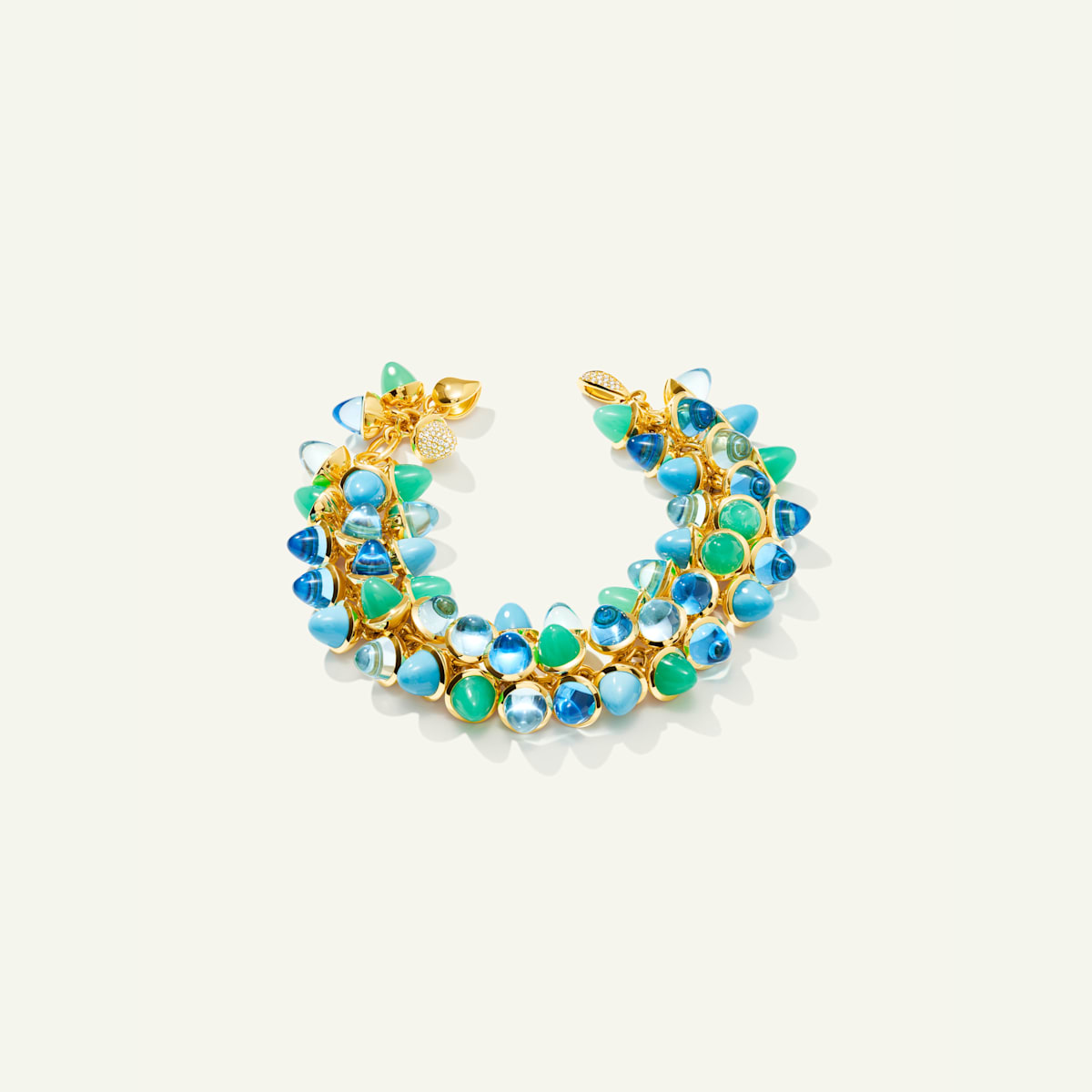 Tamara Comolli Mikado Flamenco Armband in 'Lagoon' mit Diamant Pavé, Referenz B-MFL-Lag-p-yg