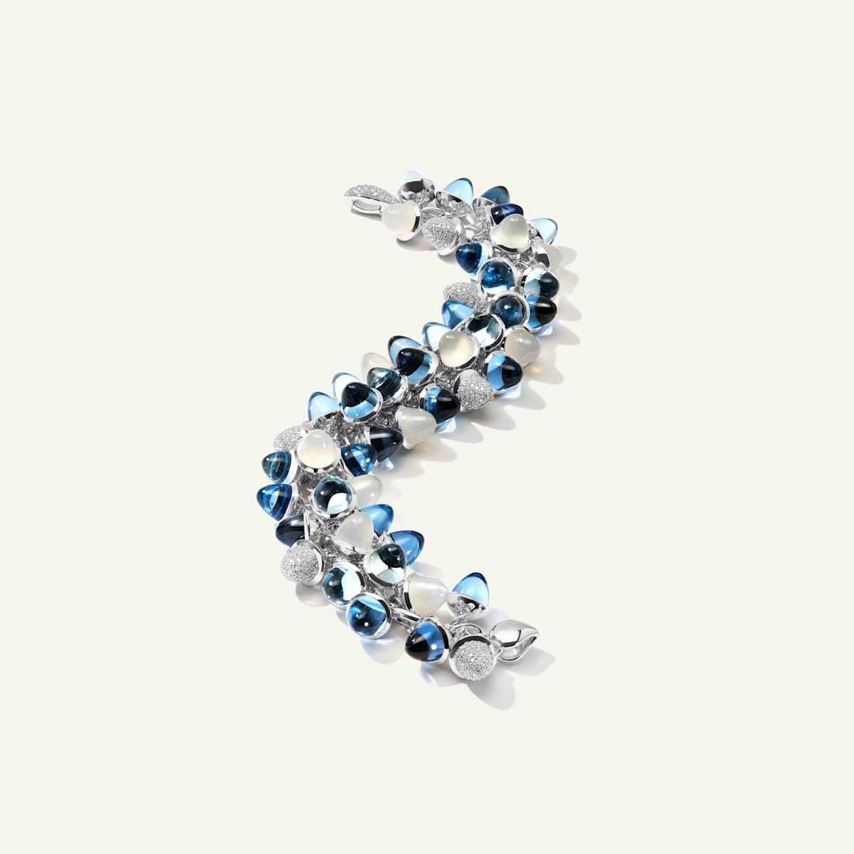 Tamara Comolli Mikado Flamenco Armband in 'Ocean' mit Diamant Pavé, Referenz B-MFL-Oce-p-wg, Ansicht 2