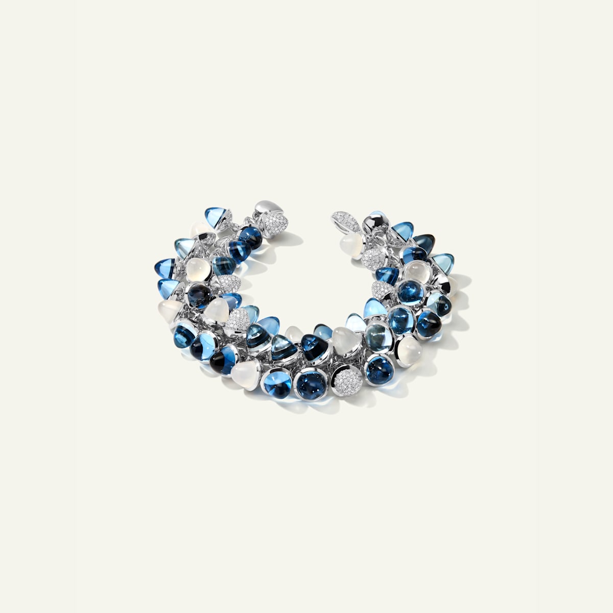 Tamara Comolli Mikado Flamenco Armband in 'Ocean' mit Diamant Pavé, Referenz B-MFL-Oce-p-wg