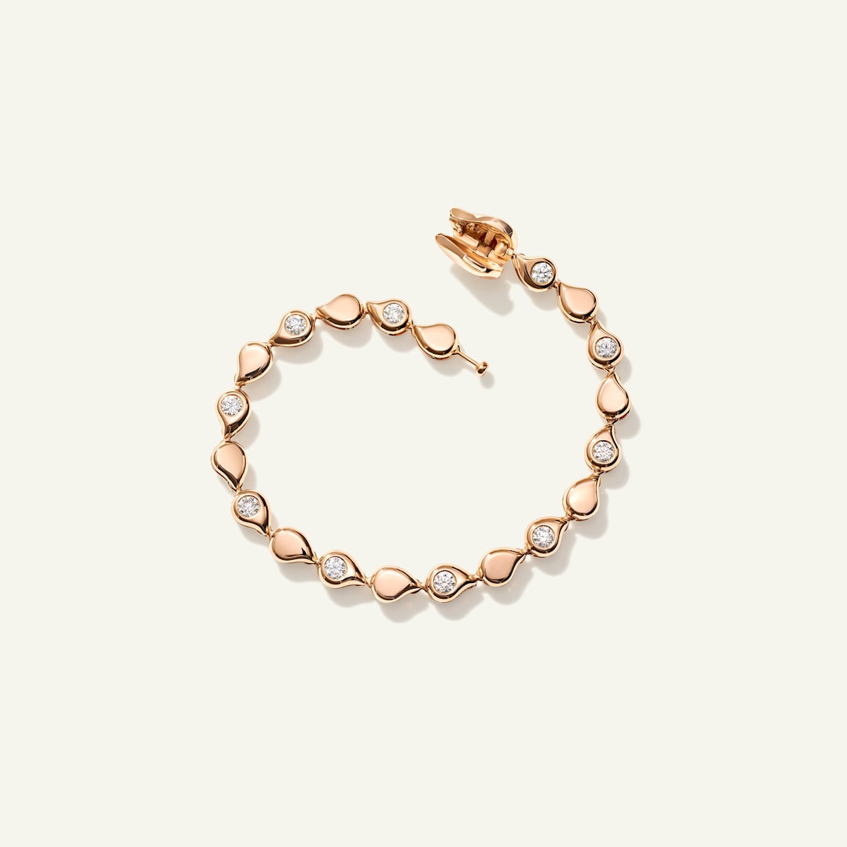 Tamara Comolli Snowflakes Alternating Rivière Armband mit Diamanten, Referenz B-SF-Riv-Cl-alt-rg, Ansicht 2