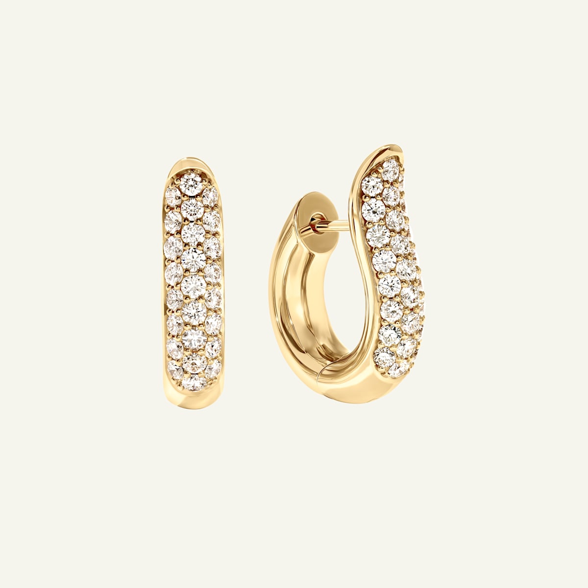 Tamara Comolli Signature Hoop Ohrringe mit Diamant Pavé, Referenz E-Ho-l-p-yg