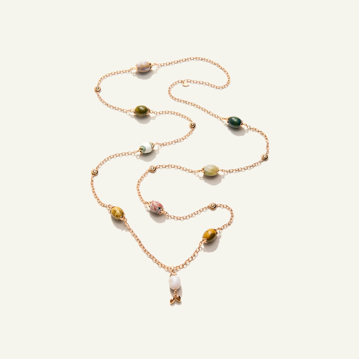 Tamara Comolli Ocean Jasper Halskette mit Champagne Diamanten, Referenz N-OJ-9-Ca-rg
