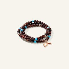 Tamara Comolli India Armband mit Türkisperlen und Snakewood, drei Reihen, Referenz B-IND-SWTur-3-m-rg