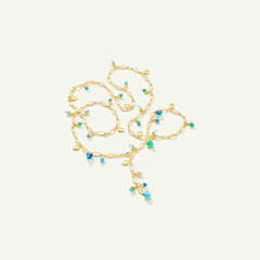 Tamara Comolli Mikado Halskette, 100 cm in 'Lagoon' mit Diamant Pavé, Referenz N-M-100-Lag-p-yg