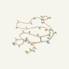 Tamara Comolli Mikado Halskette, 100 cm in 'Turquoise' mit Diamant Pavé, Referenz N-M-100-Tur-p-yg