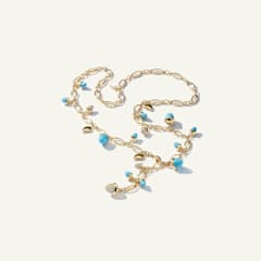 Tamara Comolli Mikado Halskette, 56 cm in 'Turquoise' mit Diamant Pavé, Referenz N-M-56-Tur-p-yg