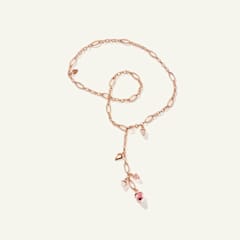 Tamara Comolli Mikado Halskette, 51 cm in "Blush" mit Diamant Pavé, Referenz N-M-Del51-Blu-p-rg