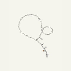 Tamara Comolli Mikado Halskette, 51 cm in 'Cashmere' mit Diamant Pavé, Referenz N-M-Del51-Cas-p-wg