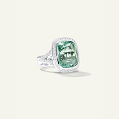 Tamara Comolli Cushion Ring mit Mint Turmalin und Diamant Pavé, Referenz R-CUSH-TuM23-p-wg
