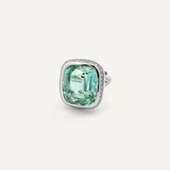 Tamara Comolli Cushion Ring mit Mint Turmalin und Diamant Pavé, Referenz R-CUSH-TuM25-p-wg