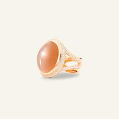 Tamara Comolli Cushion Large Ring mit Braunem Mondstein und Diamant Pavé, Referenz R-CUSH-l-MoBr-p-rg