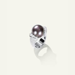 Tamara Comolli Tahitian Pearl Large Ring mit Diamant Pavé, Referenz R-Tah-17.00-p-wg