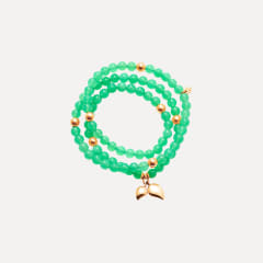Tamara Comolli India Armband mit 18K Goldperlen und Chrysopras, drei Reihen, Referenz B-IND-Chry-3-m-rg
