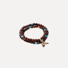 Tamara Comolli India Armband mit Türkisperlen und Snakewood, drei Reihen, Referenz B-IND-SWTur-3-l-yg