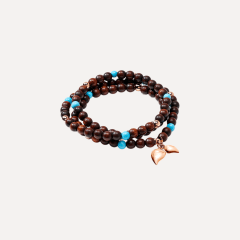 Tamara Comolli India Armband mit Türkisperlen und Schlangenholz, drei Reihen, Referenz B-IND-SWTur-3-s-rg