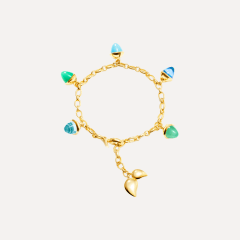 Tamara Comolli Mikado Flamenco Charm Armband in 'Lagoon', Referenz B-MFL-Ch-Lag-yg