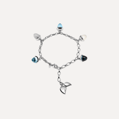 Tamara Comolli Mikado Flamenco Charm Armband in 'Ocean' mit Diamant Pavé, Referenz B-MFL-Ch-Oce-p-wg