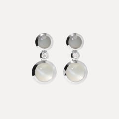 Tamara Comolli Bouton 2 Cabochons Ohrringe in 'Cashmere' mit Diamanten, Referenz E-BOU-2-Cas-Cl-wg