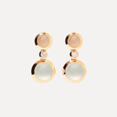 Tamara Comolli Bouton 2 Cabochons Ohrringe in 'Sand' und Diamanten, Referenz E-BOU-2-San-Cl-yg