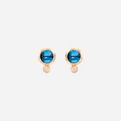 Tamara Comolli Bouton Ohrringe mit London Topas und Diamanten, Referenz E-BOU-ToLo-Cl-rg