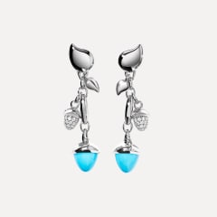 Tamara Comolli Mikado Dangling 2 Acorn Ohrringe in 'Turquoise' mit Diamond Pavé, Referenz E-M-d-2-Tur-p-wg